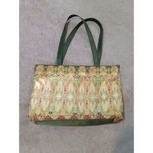 Tote Bag Nylon Beautiful Print of Chicago Trading Room Design Olive Green Yellow